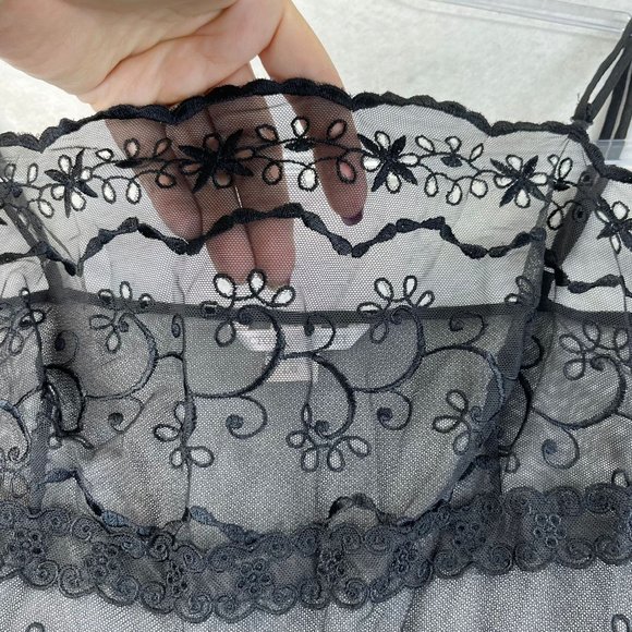 NWOT VS VICTORIAS SECRET Womens L Black Sheer Adjustable Straps Nightgown Nighty - Picture 6 of 13